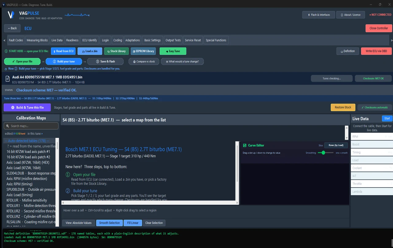 VAGPULSE ECU tuning map editor
